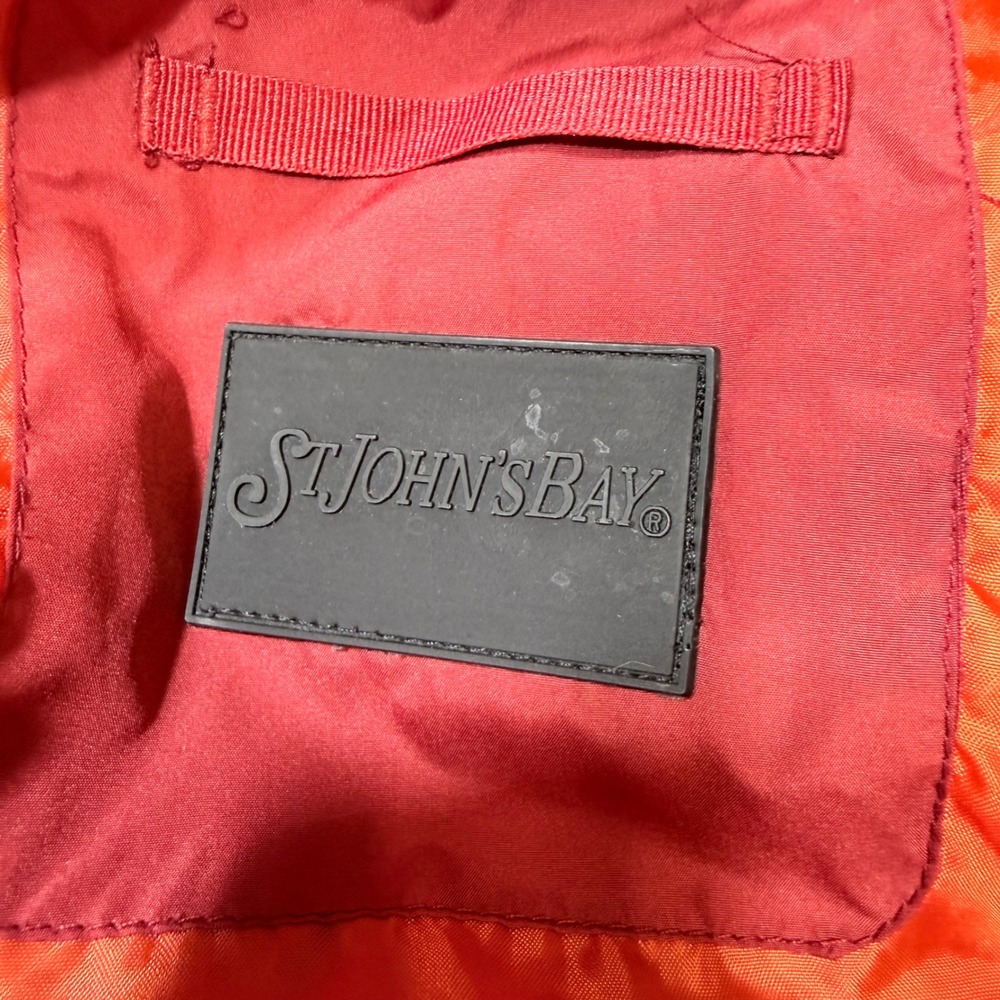 ST JOHNS BAY Puffer Vest Red Orange‎ Lined Full Zip Pockets X Large - Picture 3 of 11